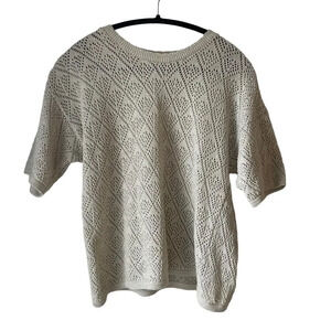Vintage crochet knit short sleeve top  / knitted tee